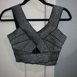 Silver Glittery Crop Top⚡️